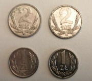 monety 2 zł 1990r 2 zł 1990r, 1 zł 1989, 1 zł 1989r n60