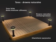 Taras drewniany, deski ryflowane na podeście 