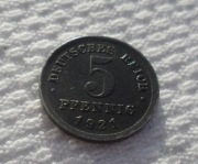 Niemcy Weimar 5 fenigów pfennig 1921 WiH miasto Hamburg KM# 31 Ładny stan