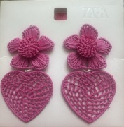 Kolczyki różowe z rafii ZARA