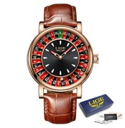 LIGE 2025 męski zegarek ruletka kwarcowy wodoodporny