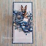 Kartka, ręcznie robiona, urodziny, Policja