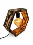 Lampka loft HEXAGON handmade | Drewniana lampa LED | Industrial | Prezent