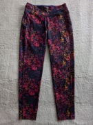 Kolorowe granatowe wzorzyste spodnie legginsy sportowe Crivit 36 - 38