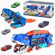 DUŻA CIĘŻARÓWKA DINOZAUR T-REX 3W1 WYRZUTNIA ZJEŻDZALNIA RESORAKI AUTA