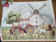 Naklejka na ścianę dla dzieci jednorożec i traktor na polu