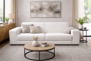 Nowoczesna sofa 3-osobowa – biała, elegancka, dł. 215 cm