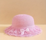 NOWY kapelusz na lato różowy dla dziecka z kokardą słomiany