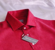 Michael Kors lniana koszula czerwona malinowa slim XL 44 kenzo gabbana