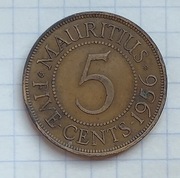 #809 Mauritius 5 centów 1956 rzadka!