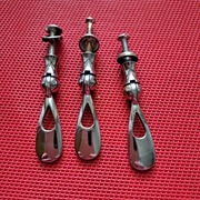 Stare uchwyty meblowe gałki do mebli PRL 3 szt Srebrne