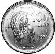 WŁOCHY 100 lirów 1979, KM# 106, UNC, okolicznościowa