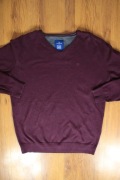 Sweter Tom Tailor r. XL fiolet/bordowy dekolt v bawełniany męski 