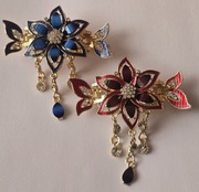 2szt. SPINKA do włosów bogatozdobiona cyrkoniami przypinka ozdoba KOKARDA.