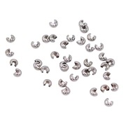 Koraliki Osłonki Maskujące, Zaciskowe, Mosiądz, rhodium plated, 3mm, 5szt.