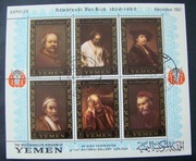 Malarstwo, Jemen Mi. Blok 37A. Rembrandt.
