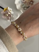 Bransoletka stokrotki kwiatki perełki perły szklane