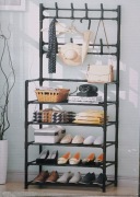 Wieszak podwójny na ubrania stojący Półka na buty