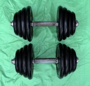 Zestaw hatli z obciążenia żeliwne ogumowane całość 2 x 15kg czyli 30kg