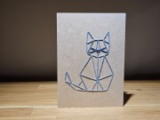 Kartka okolicznościowa - handmade - ręcznie robiona haftowana - kot