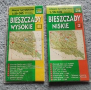mapa BIESZCZADY 1 WYSOKI 2 NISKI