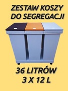 Kosze do segregacji na śmieci 36L 3x12L segregacja pojemniki recykling eko