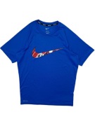 Niebieska Koszulka sportowa nike logo nadruk bieganie trekking hikking