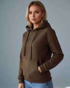 Damska bluza kangurka z kapturem - brąz / khaki L