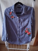 Koszula damska granatowo biała 