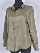 Gina Tricot Koszula Lniana Khaki Oliwkowa 100% Len Klasyk 40