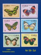Znaczki fauna:58: motyle, owady- Kuba 1989r **