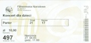 Warszawa 2003, Filharmonia Narodowa, Koncert dla dzieci, bilet normalny 