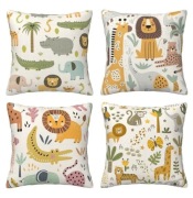Poszewka na poduszkę, safari dla dzieci, 45x45cm, 4szt., boho