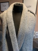 ZARA dzianinowy duży szal szalik narzutka gruby oversize szary melanż