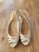 Guess Sandały damskie na szpilce kremowe ażurowe rozmiar 38