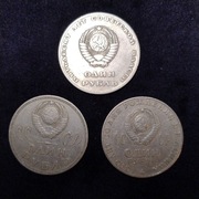 Zestaw trzech monet jeden rubel
