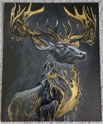 Obraz na płycie mdf z żywicy, jeleń rękodzieło