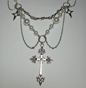 Naszyjnik z krzyżem alternatywny gotycki korale 