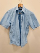 Męska koszula błękitna w kratę z krótkim rękawem Wółczanka