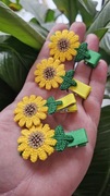 4szt spinki do włosów słoneczniki haftowane handmade 