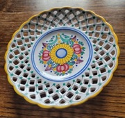 Ozdobny talerzyk sygnowany ręcznie malowany 