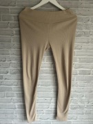 Beżowe prążkowane legginsy L/XL