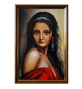 Portret,  "Czerwona suknia", ręcznie malowany obraz, olej na płótnie   