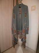 REVIEW PIĘKNY KARDIGAN BŁĘKIT TURKUS KAMEL + SPÓDNICA WEŁNA 38/40 M/L