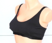 ASOS  miękki wciągany czarny sportowy efektowny biustonosz z paskami 42