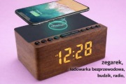 Cyfrowy zegar budzik LED z radio FM i szybką bezprzewodową stacją ładującą 