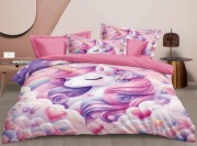 Pościel dziecięca jednorożec bawełna satynowa 160x200 +2 poduszki 