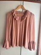 XS 34 Zara pudrowa bluzka boho falbanki 