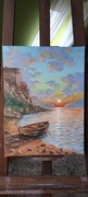 Obraz akrylowy,30x40 zachód słonca nad jeziorem - do powieszenia na ścianie