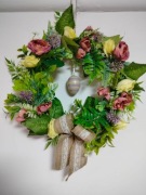 Wianek wielkanocny na drzwi handmade rękodzieło - ozdoba do domu. Unikat.